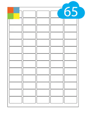 Coloured Labels - 65 Per A4 Sheet - 38.1 x 21.2mm