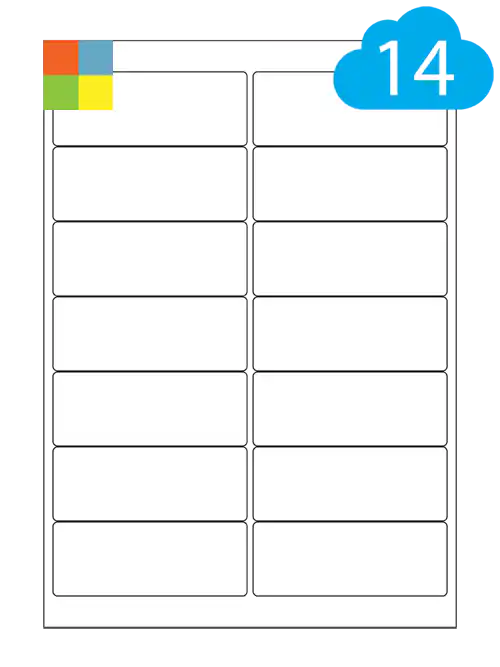 Coloured Labels – 14 Per A4 Sheet – 99.1 x 38.1mm
