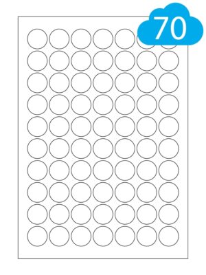 Gloss Inkjet Labels, 70 Per A4 Sheet, 25mm Circles, CL7025GWIR