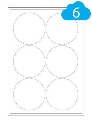 88mm Round High Tack Labels With Extra Strong Adhesive, 6 Per Sheet, CL688HTR
