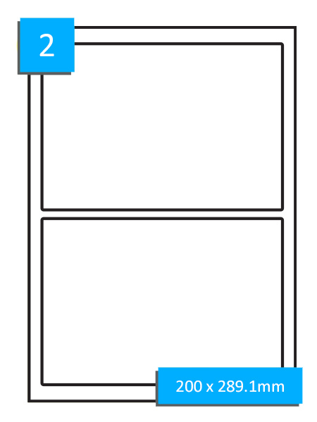 SRA3 Labels - 2 Per Sheet - 200 x 289.1mm