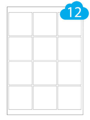 Square White Paper Labels - 12 Per A4 Sheet - 60mm x 60mm Squares - CL1260SQ