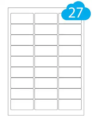 Gloss White Laser Labels – 27 Per A4 Sheet – 63.5 x 29.6mm – CL2763GW