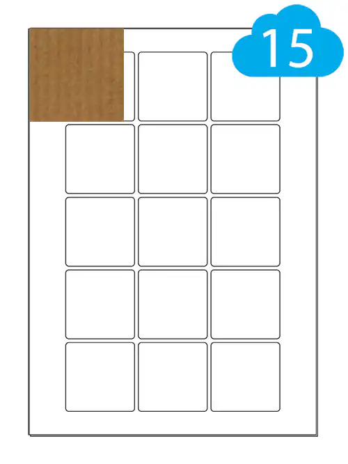 Square Brown Kraft Labels 15 Per Sheet 51mm x 51mm