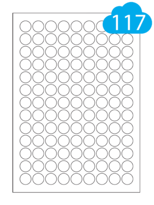Round Gloss Transparent Polyester Waterproof Laser Labels - 117 Per A4 Sheet - 19mm Circles - CL11719GTPR