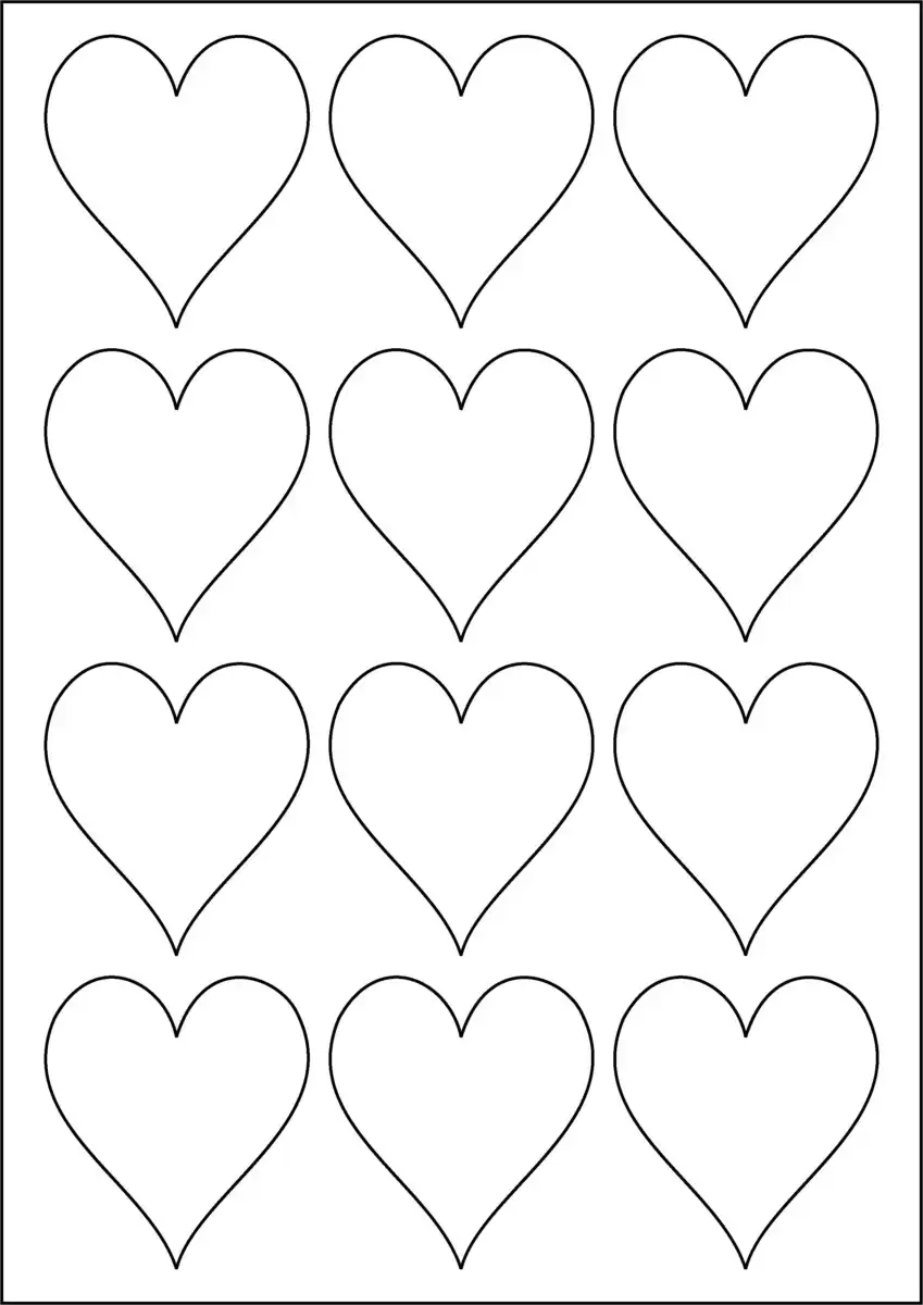 Heart Shaped Labels - 12 Stickers Per Sheet - CL1260H