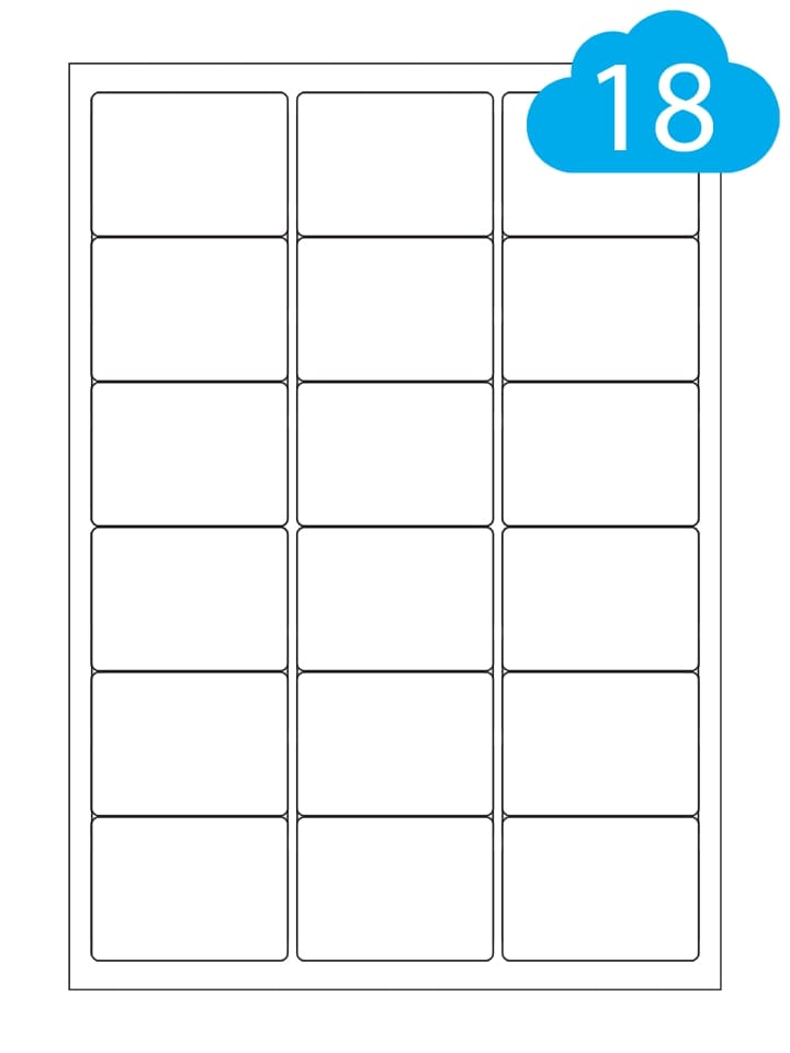 Recycled Paper Labels, 18 Per A4 Sheet, 63.5 x 46.6mm, CL1863REC