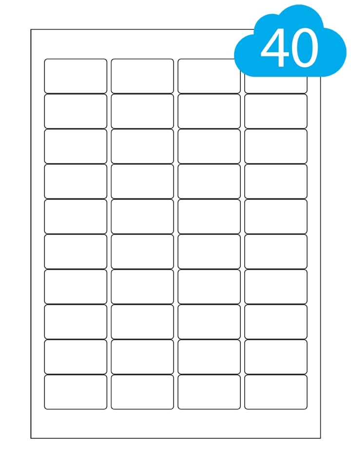 Recycled Paper Labels, 40 Per A4 Sheet, 45.7 x 25.5mm, CL4045REC