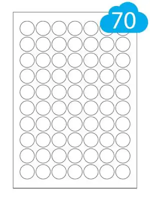 25mm Round High Tack Labels - 70 Per Sheet - CL7025HTR