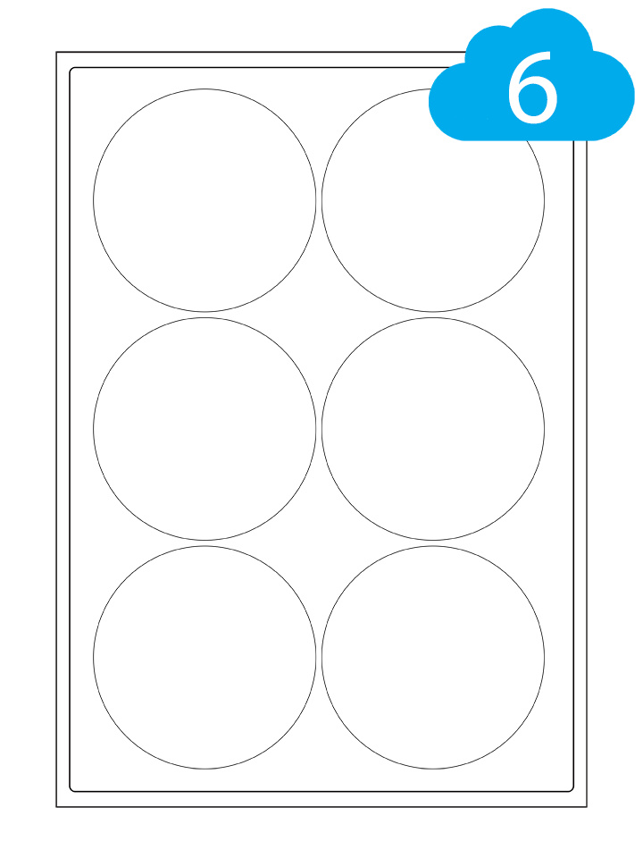 80mm Round White Paper Labels - 6 Per Sheet - CL680R