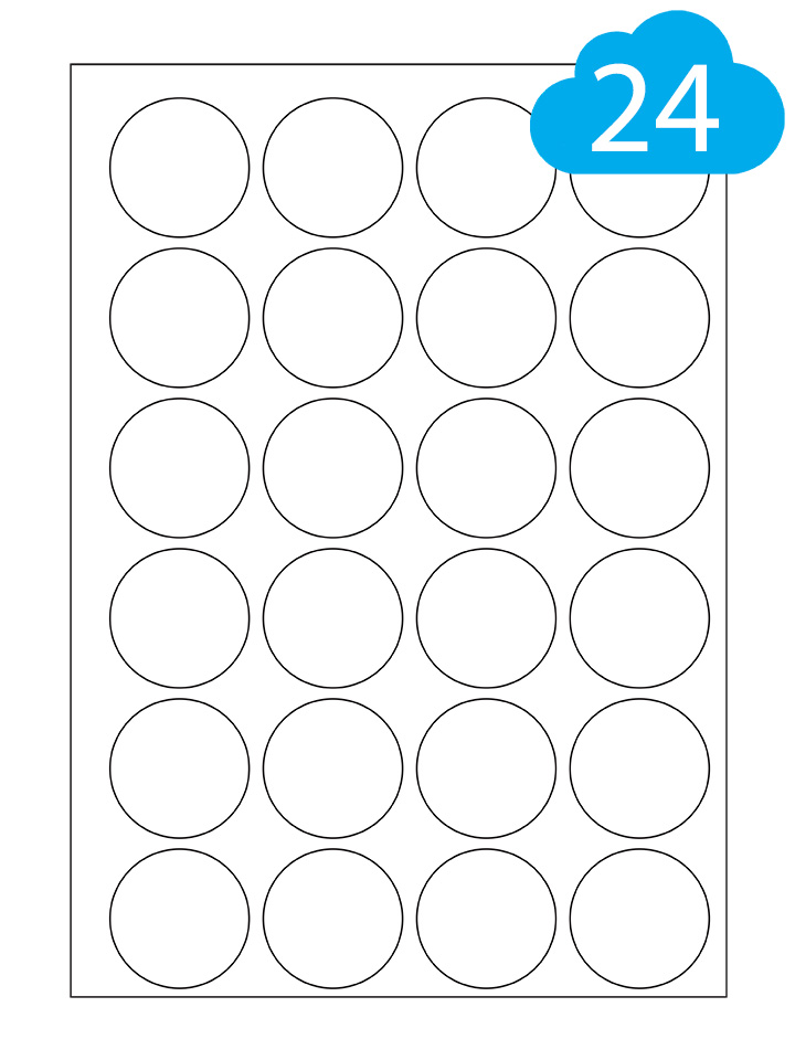 Round Recycled Paper Labels - 24 Per A4 Sheet - 40mm Circles - CL2440RECR