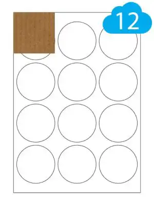 Round Brown Kraft Labels - 12 Per Sheet - 64mm Circles - CL1264BRKR
