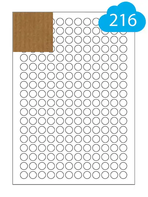 Round Brown Kraft Labels - 216 Per Sheet - 13mm Circles - CL21613BRKR