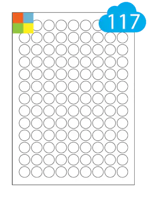 Coloured Round Labels - 117 Per A4 Sheet - 19mm Circles - CL11719RC