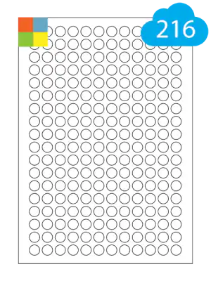 Coloured Round Labels - 216 Per A4 Sheet - 13mm Circles - CL21613RC