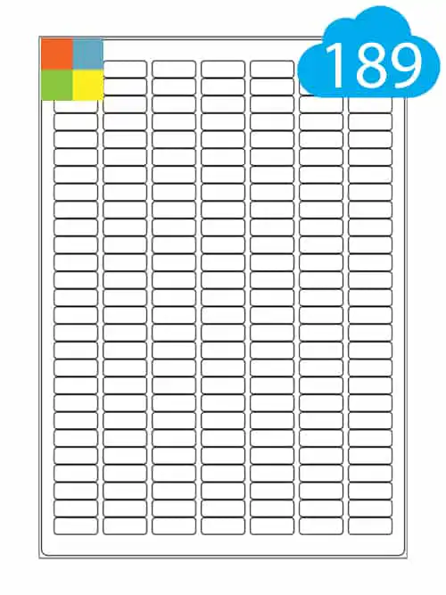 Coloured Labels - 189 Per A4 Sheet - 25.4 x 10mm - CL18925PC