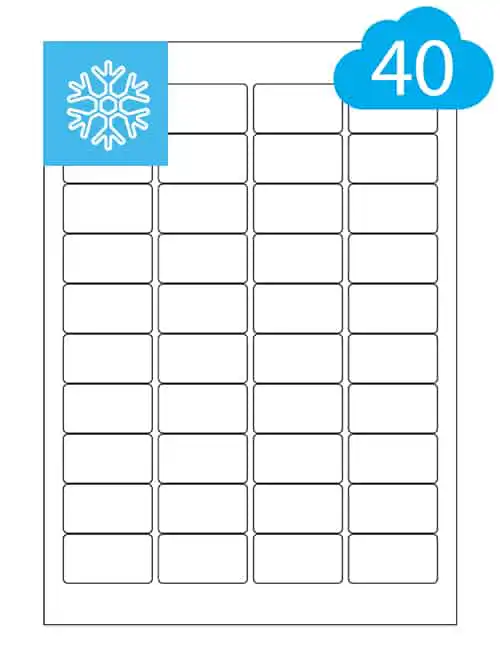 Freezer Labels - 40 Per A4 Sheet For Frozen Food - 45.7 x 25.5mm - CL4045DF