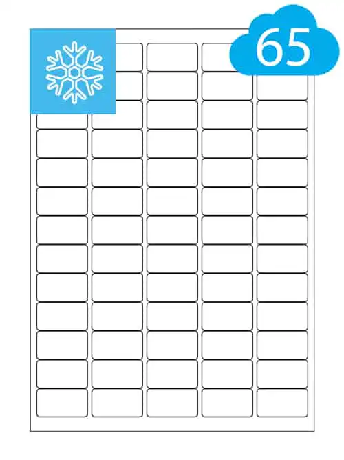 Freezer Labels - 65 Per A4 Sheet For Frozen Food - 38.1 x 21.2mm - CL6538DF