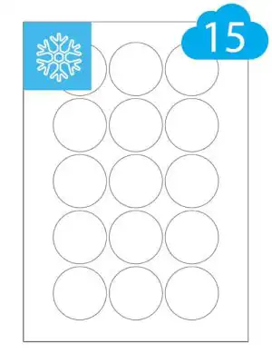Round Freezer Labels - 15 Per Sheet - 51mm Circles - Frozen Food Labels - CL1551DFR