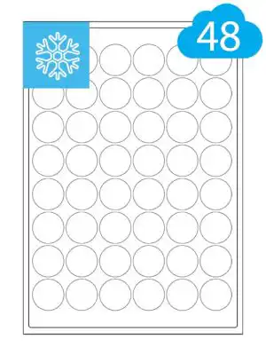 Round Freezer Labels - 48 Per Sheet - 30mm Circles - Frozen Food Labels - CL4830DFR