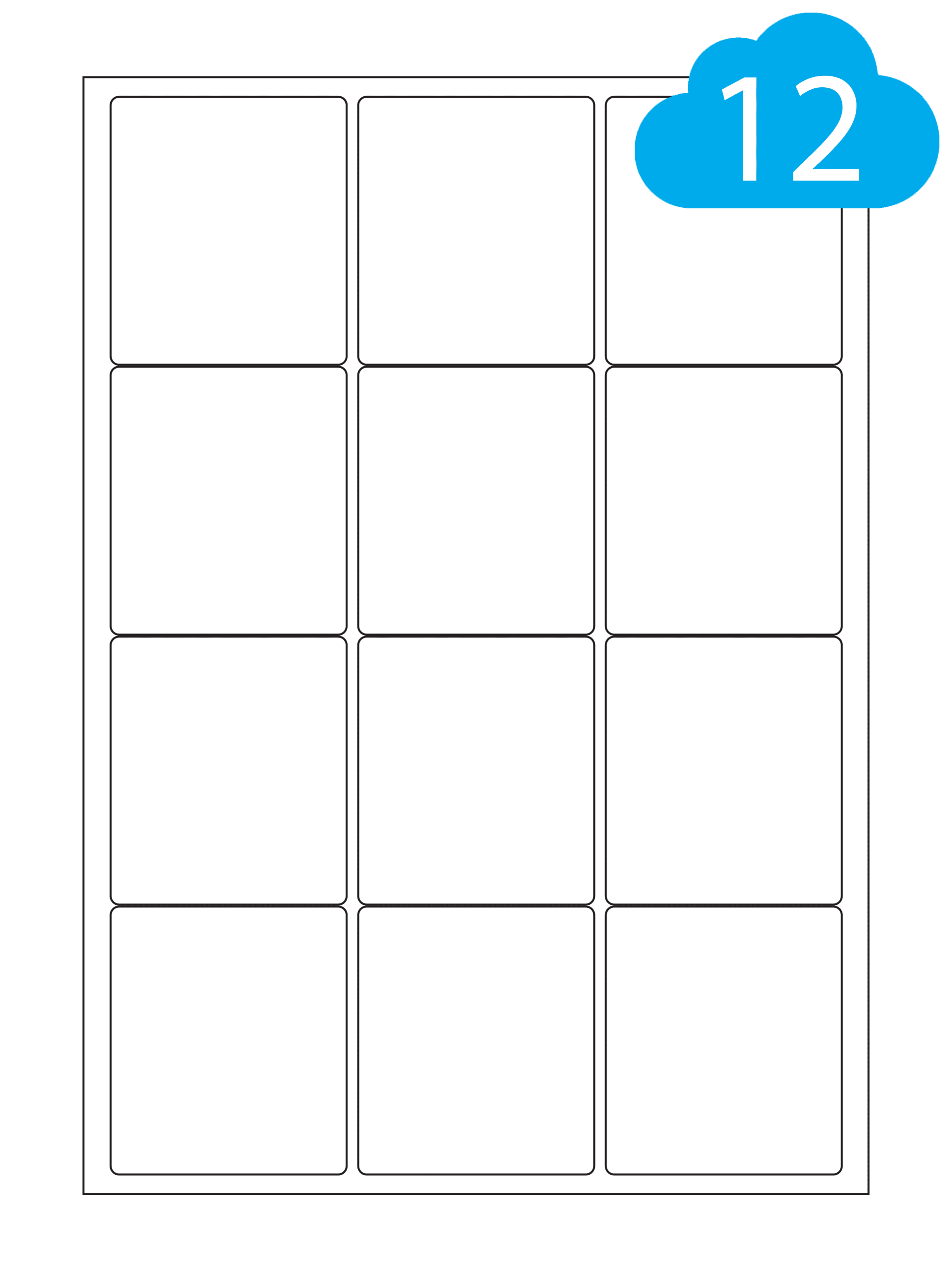 Semi-Gloss White Paper Labels - 12 Per A4 Sheet - 63.5 x 72mm - CL1263SG