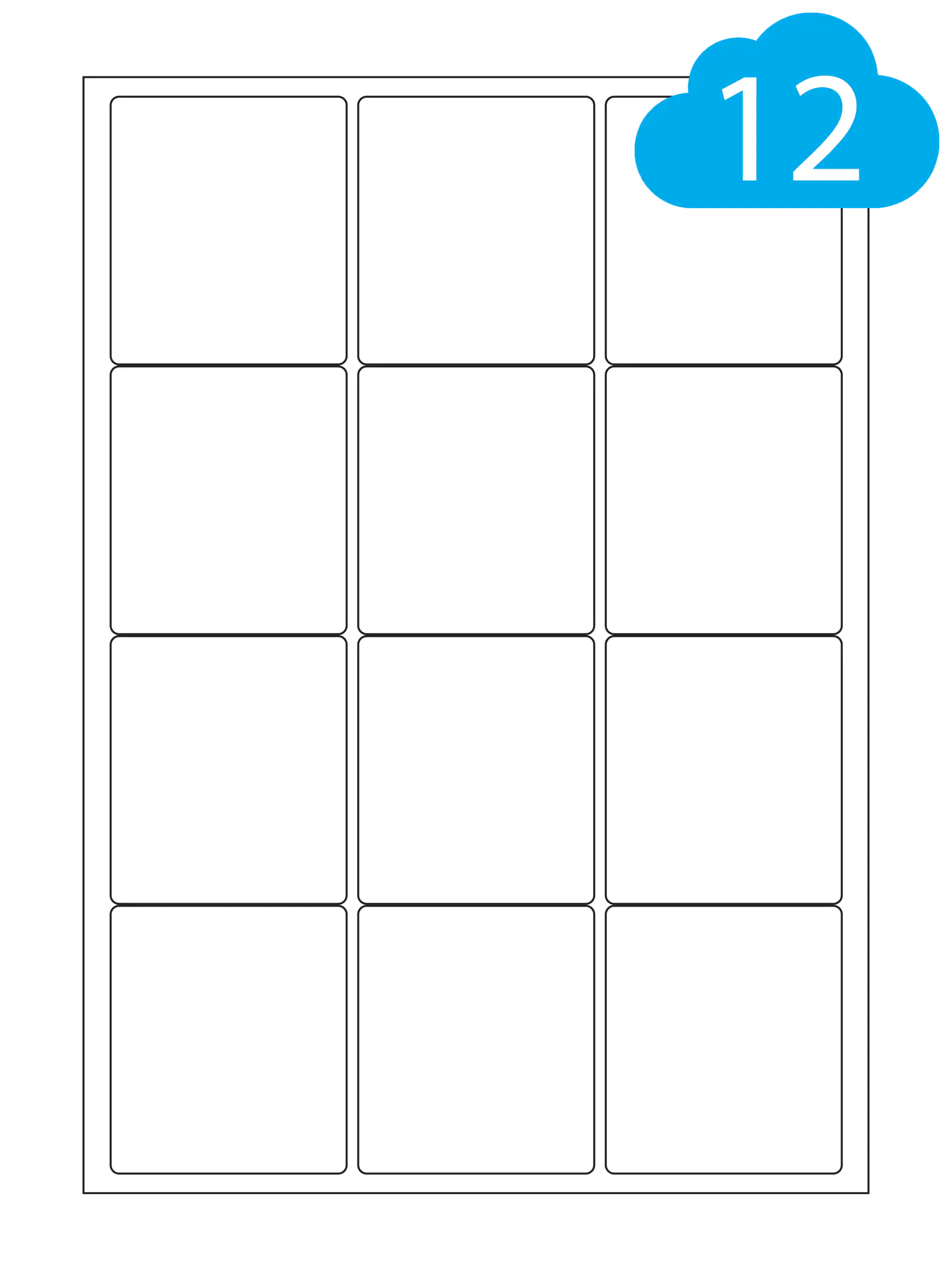 White Paper Labels - 12 Per A4 Sheet - 63.5 x 72mm - CL1263P