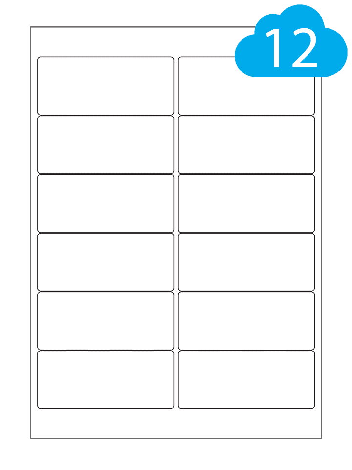 White Paper Labels - 12 Per A4 Sheet - 99.1 x 42mm - CL1299P