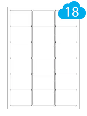 White Paper Labels - 18 Per A4 Sheet - 63.5 x 46.6mm - CL1863P