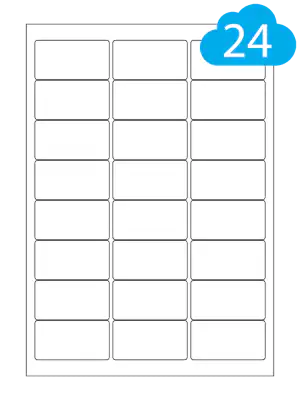 White Paper Labels - 24 Per A4 Sheet - 63.5 x 33.9mm - CL2463P