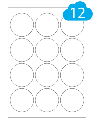 Round Gloss Transparent Polyester Inkjet Labels - 12 Per A4 Sheet - 64mm Circles - CL1264GTPIR