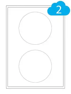 White Paper Labels - 2 Round Labels Per A4 Sheet - 120mm Circles - CL2120R