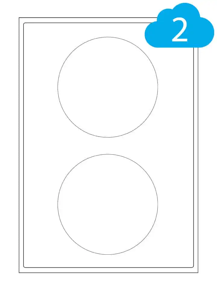 White Paper Labels - 2 Round Labels Per A4 Sheet - 120mm Circles - CL2120R