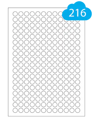 White Paper Labels - 216 Round Labels Per A4 Sheet - 13mm Circles - CL21613R
