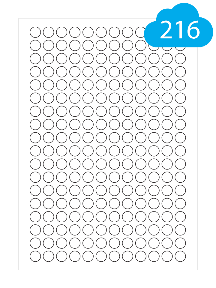 Round Removable Labels - 216 Per A4 Sheet - 13mm Circles - CL21613REMR