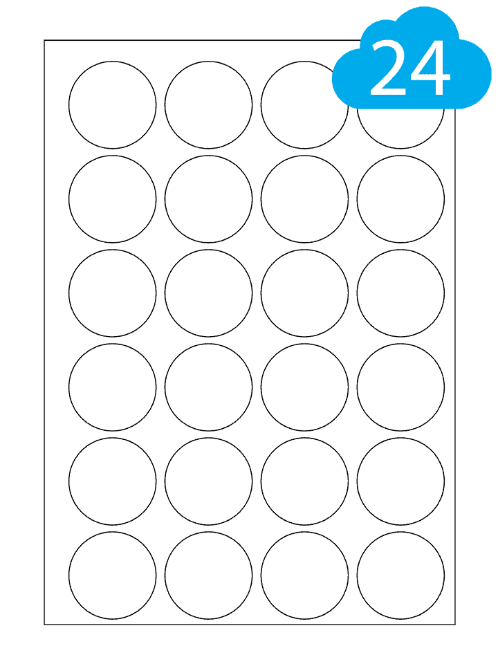 24 Round Labels Per A4 Sheet 40mm Circles CL2440R