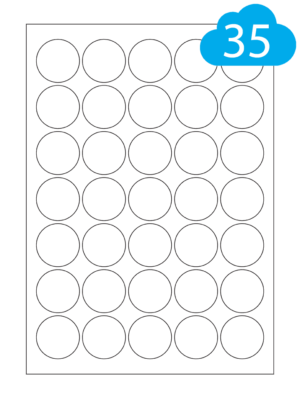 White Paper Labels - 35 Round Labels Per A4 Sheet - 37mm Circles - CL3537R