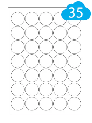 White Paper Labels - 35 Round Labels Per A4 Sheet - 35mm Circles - CL3535R