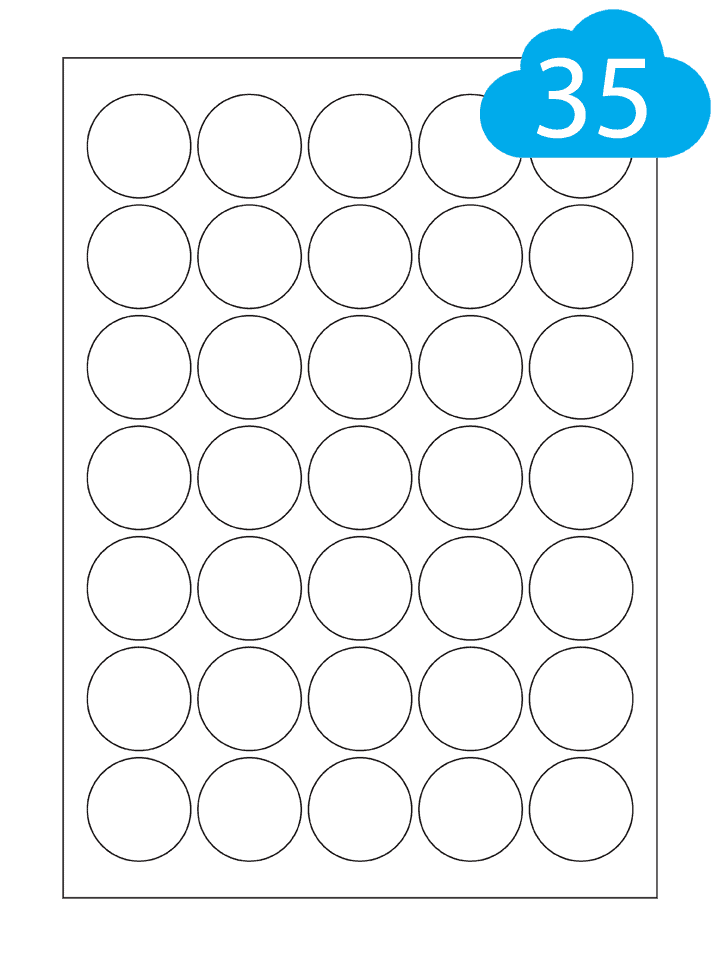 35 Round Labels Per Sheet - 37mm Diameter Circles - CL3537R