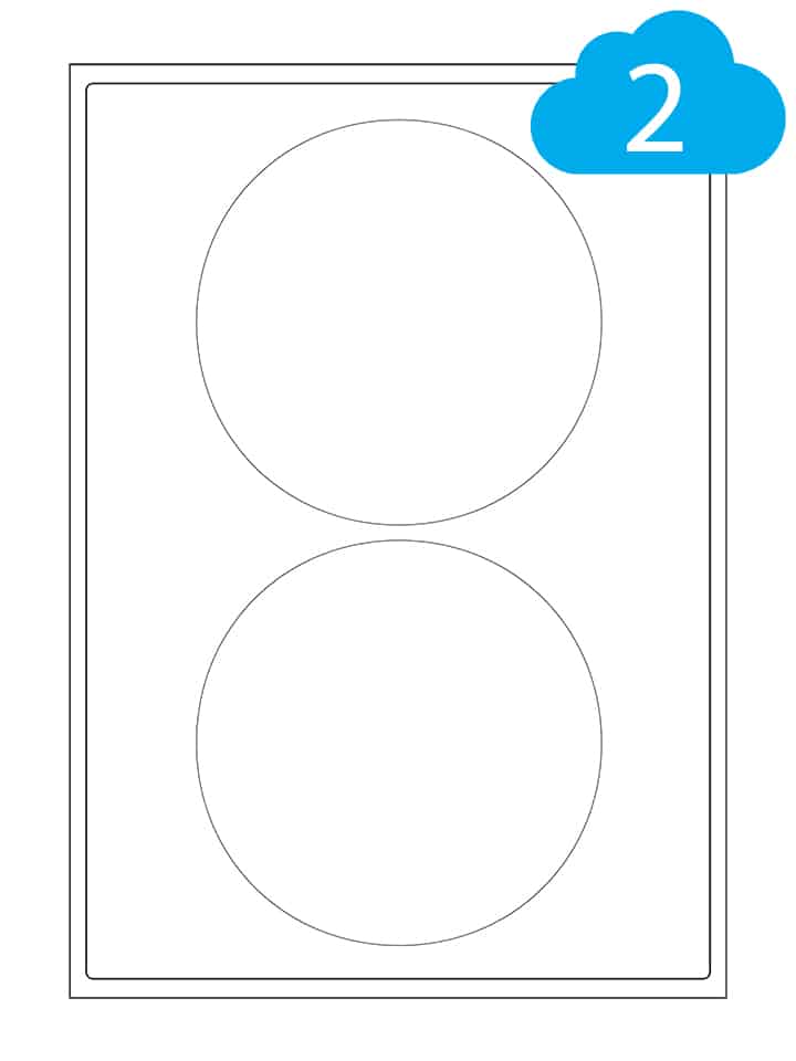 White Paper Labels - 2 Round Labels Per A4 Sheet - 140mm Circles - CL2140R