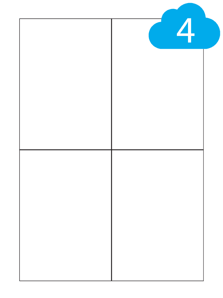 4 Square Cut Rectangle Labels Per Sheet - 105mm x 148.5mm - CL4105
