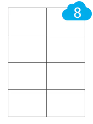 White Paper Square Cut Labels - 8 Per A4 Sheet - 105 x 74mm - CL8105P