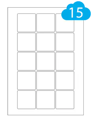 Square White Paper Labels - 15 Per A4 Sheet - 51 x 51mm Squares - CL1551SQ