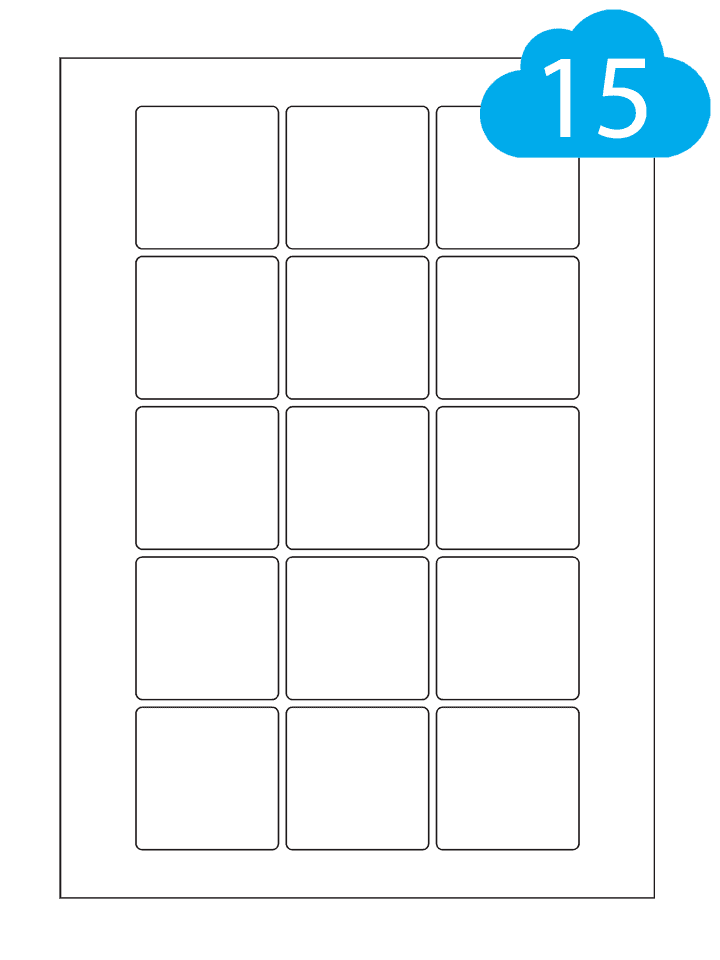 Square White Paper Labels - 15 Per A4 Sheet - 51 x 51mm Squares - CL1551SQ