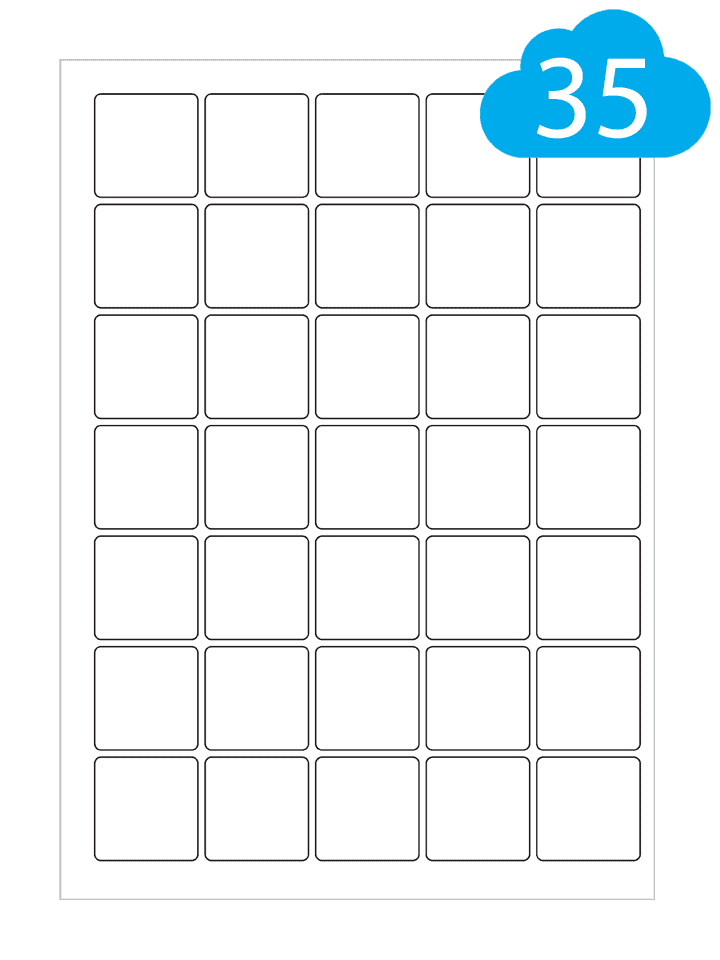 Square White Paper Labels - 35 Per A4 Sheet - 37mm x 37mm Squares - CL3537SQ