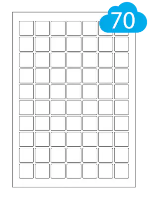 Square White Paper Labels - 70 Per A4 Sheet - 25mm x 25mm Squares - CL7025SQ