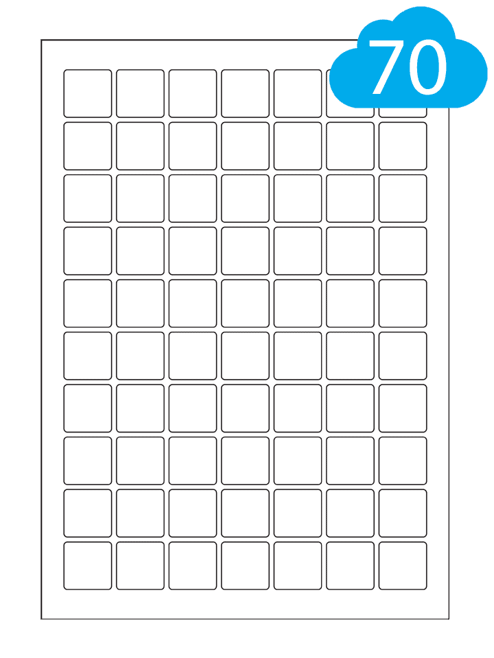 Square Recycled Paper Labels - 70 Per A4 Sheet - 25mm x 25mm, CL7025SQ
