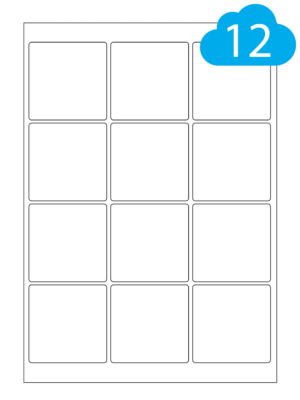 Square Recycled Paper Labels - 12 Per A4 Sheet - 65mm x 65mm - CL1265RECSQ