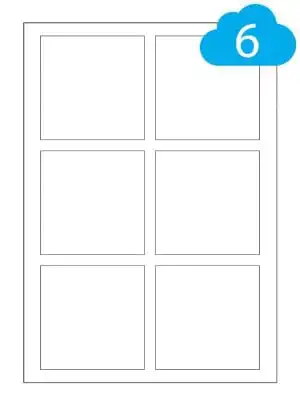 Square White Paper Labels - 6 Per A4 Sheet - 80mm x 80mm Squares - CL680SQ