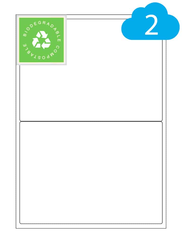 Biodegradable Labels - 2 Per A4 Sheet - 199.6 x 143.5mm - CL2199BIO