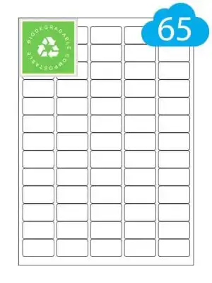 Biodegradable Labels - 65 Per Sheet - 38.1 x 21.2mm - CL6538BIO